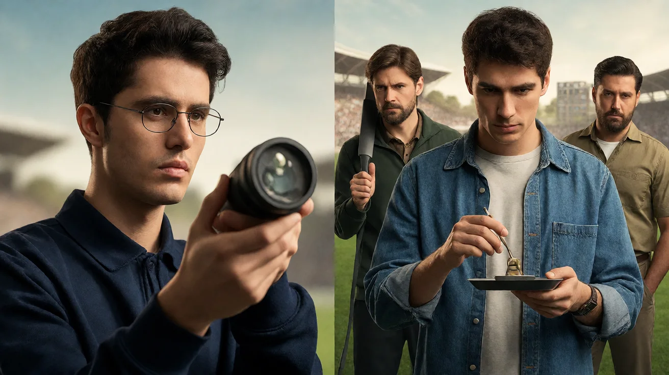 Close editorial frame of a single player at a competition desk during the veto phase, hand on the mouse, monitor in soft focus