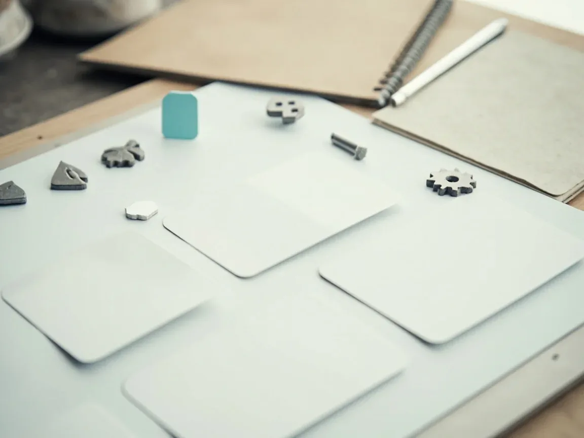 Magnetic draft board with plain tiles and role icons on a pale surface